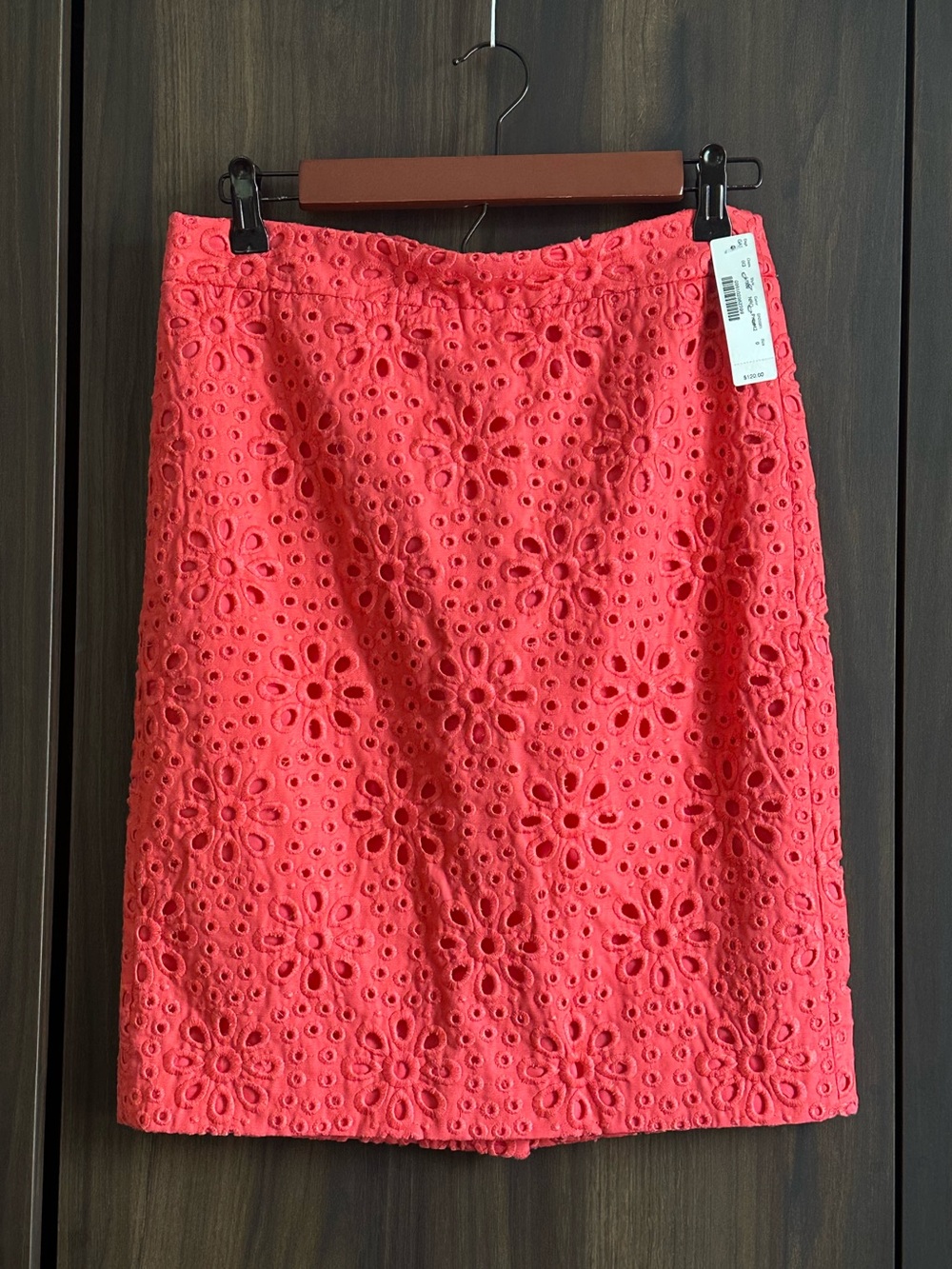NWT J. Crew Floral Eyelet 100% Cotton Pencil Skirt - Coral Pink